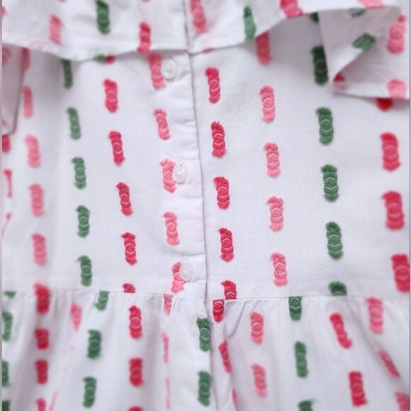 Girls' White and Pink Ruffle Dress - Picture 3 of 5